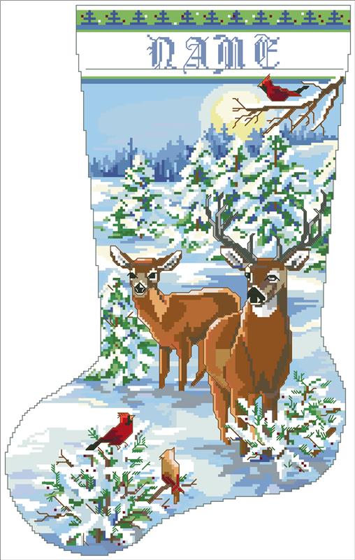 (image for) Snowy Forest Evening Stocking